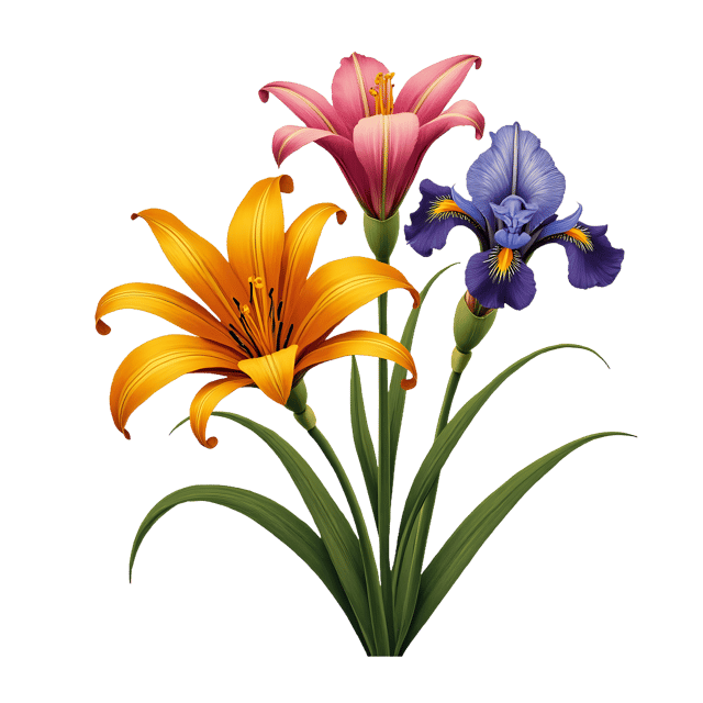 Free transparent PNG: Lily and Iris Flowers PNG Clipart  Perfect for Botanical Projects  Decor