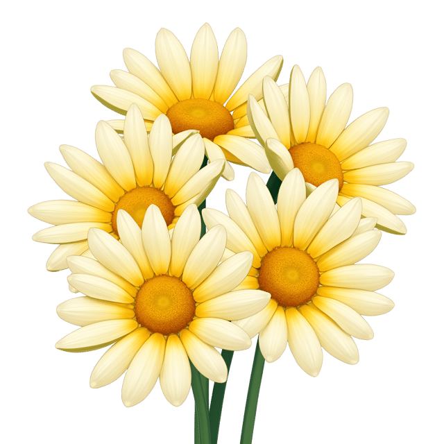 Free transparent PNG: Lemon-Yellow Daisy Cluster Illustration with Soft White Tips