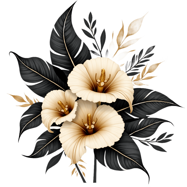Free transparent PNG: Black and Gold Art Deco Arrangement  Elegant Floral Clipart, Free Downloadable PNG