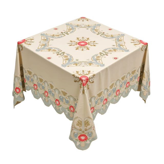 Free transparent PNG: Vintage Lace Tablecloth Embroidery Clipart with Soft Colors