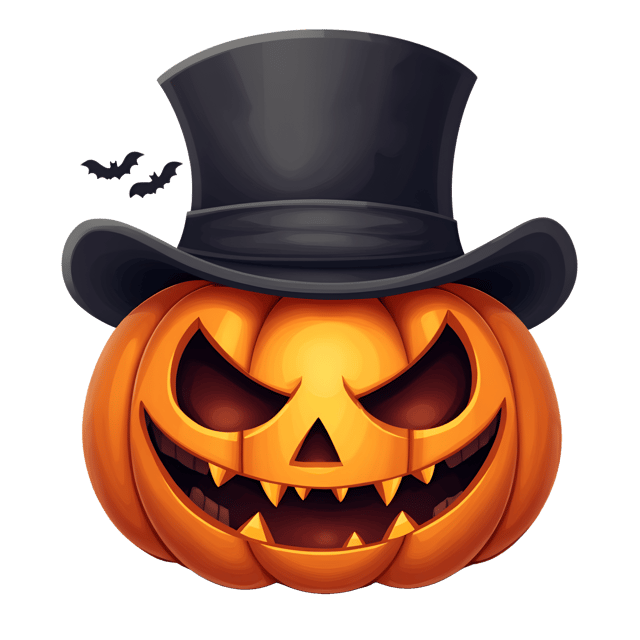 Free transparent PNG: Scary Pumpkin Head with Top Hat and Dark Ribbon Clipart