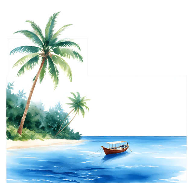 Free transparent PNG: Boat on Tropical Shore PNG Transparent Background