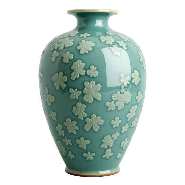 Free transparent PNG: Celadon Vase with Blue-Green Glaze and Traditional Chinese Patterns