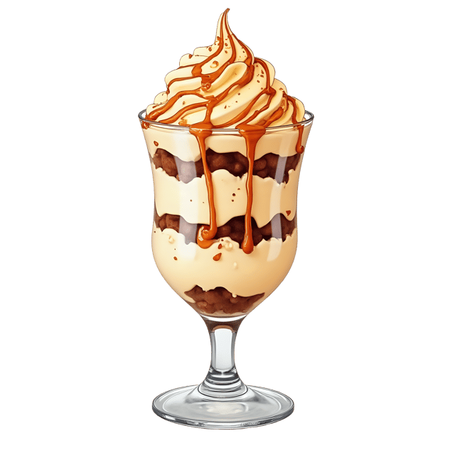 Free transparent PNG: Parfait Glass with Caramel Drizzle  Dessert Clipart, free downloadable png