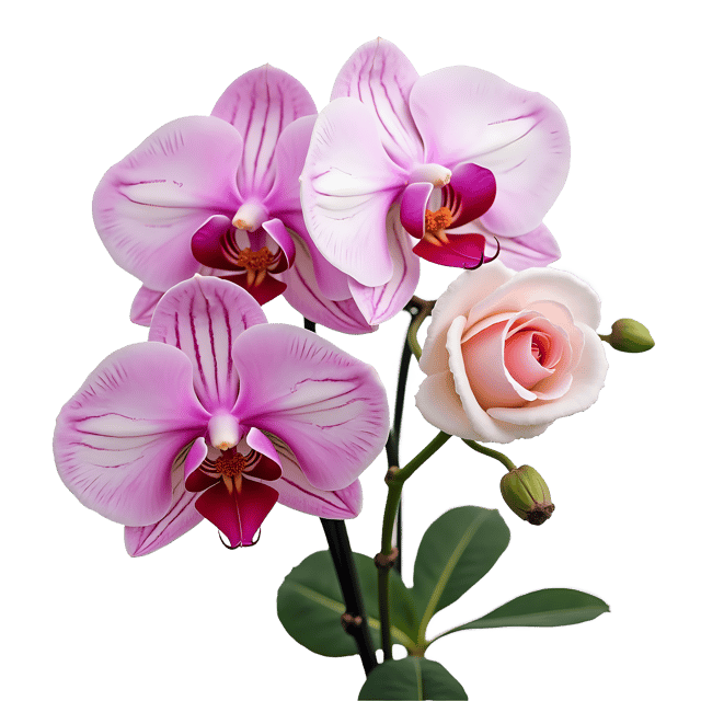 Free transparent PNG: Orchid and Rose Flowers PNG Clipart  Perfect for Floral Design  Decor