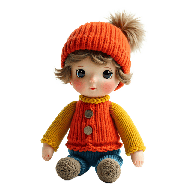 Free transparent PNG: Knitted Doll with Hat PNG Transparent Background