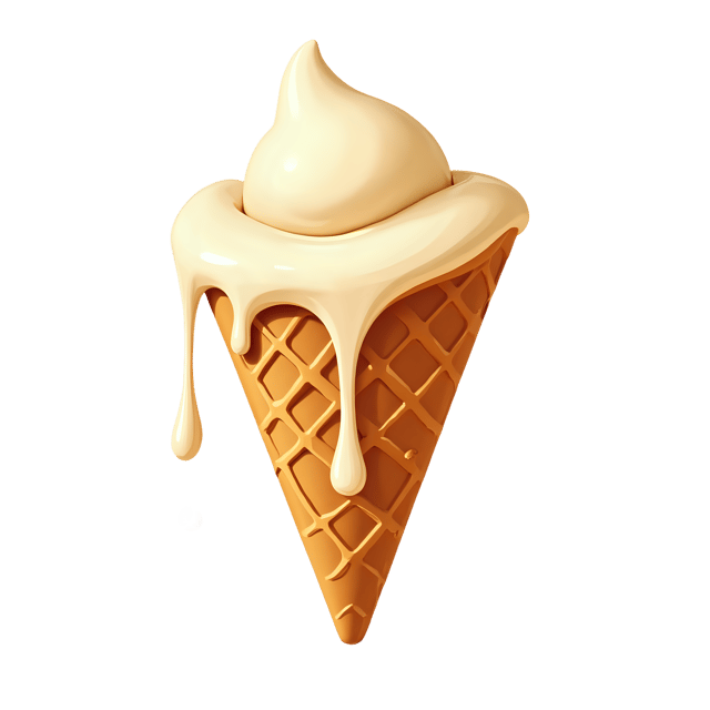 Free transparent PNG: Waffle Cone with Melting Vanilla Scoop  Dessert Clipart, free png download