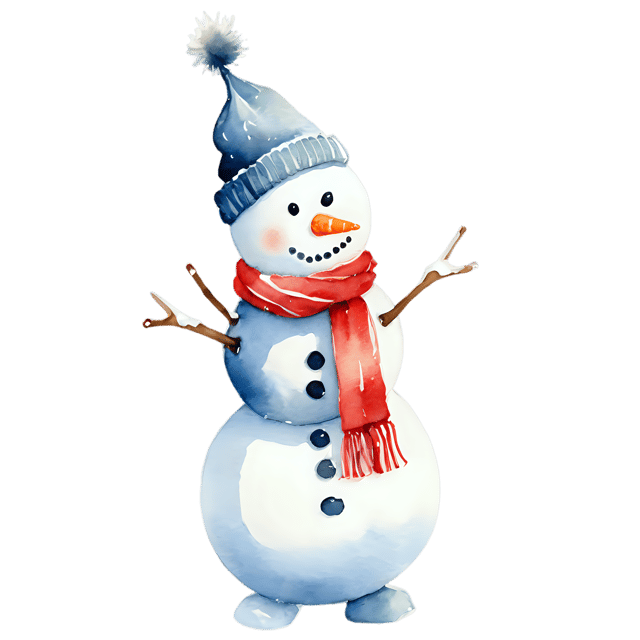 Free transparent PNG: Watercolor Snowman with Scarf Transparent PNG – Gentle Winter Clipart