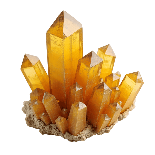 Free transparent PNG: Golden Calcite Crystal with Golden-Bronze Tones on White Background