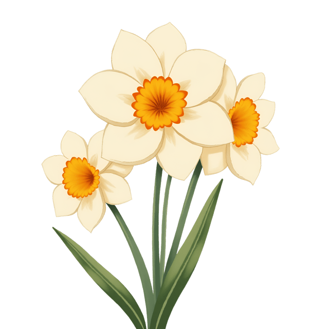 Free transparent PNG: Elegant Narcissus Flower with Golden Center Watercolor Illustration