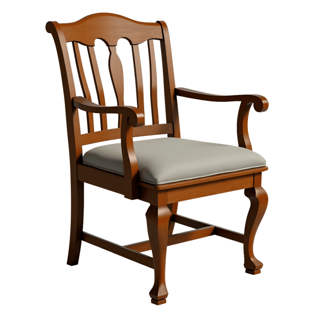Free transparent PNG: Vintage Oak Desk Chair PNG with Rolled Arms and Padded Seat for Classic Office or Home Decor
