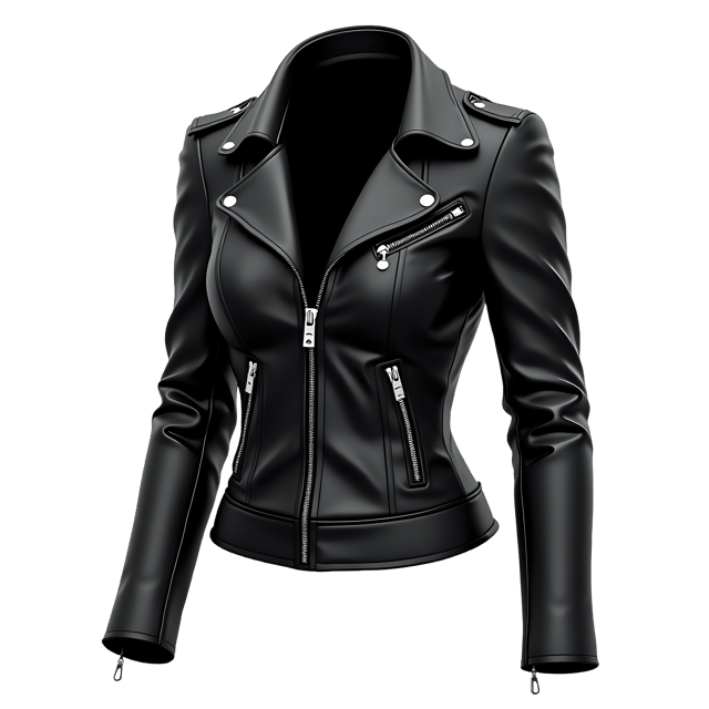 Free transparent PNG: Sleek Black Leather Jacket PNG with Zippers and Asymmetrical Design for Fashion Illustrations