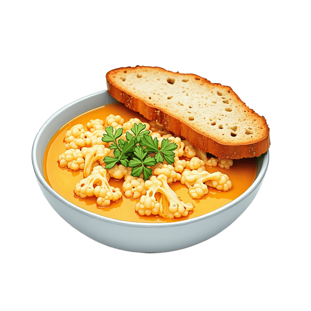 Free transparent PNG: Cauliflower Cheese Soup with Bread Slice  Free PNG Download for Food Bloggers