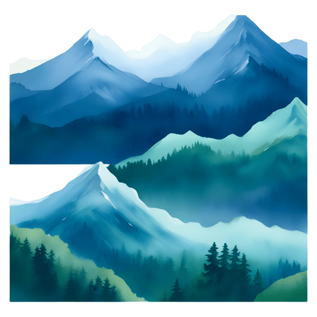 Free transparent PNG: Misty Mountainside in Greens and Blues PNG