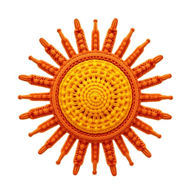 Free transparent PNG: Golden Knit Sunburst PNG with Transparent Background for Creative Use