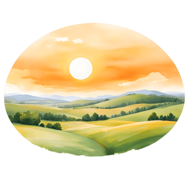 Free transparent PNG: Golden Sunset Over Rolling Green Hills Transparent PNG