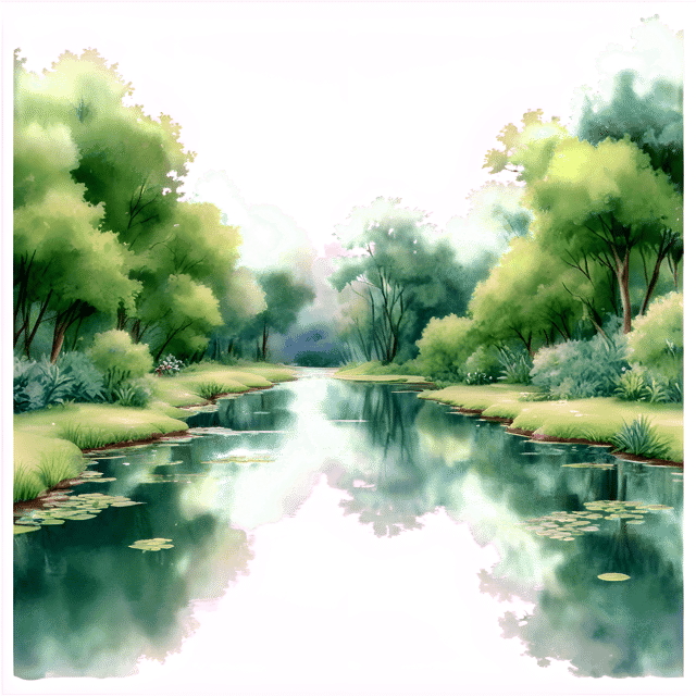 Free transparent PNG: Tranquil Pond with Lush Greenery Transparent PNG Background for Nature and Decor
