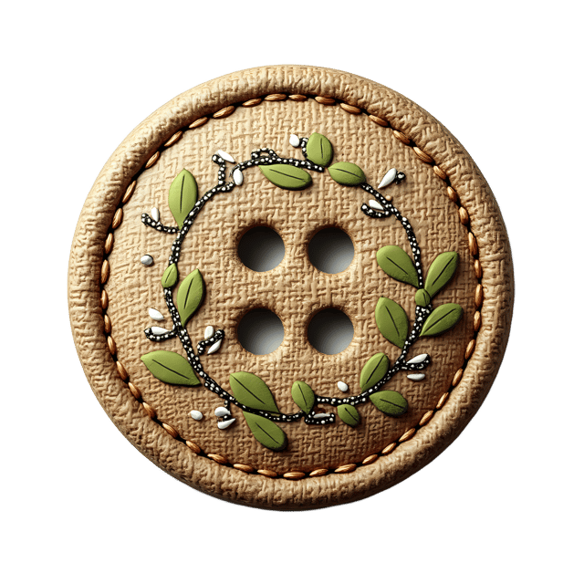 Free transparent PNG: Fabric Button with Stitched Leaf Pattern  Handmade Craft PNG, Free Download