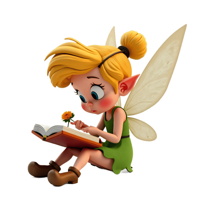 Free transparent PNG: Fairy Reading a Tiny Book PNG  Enchanting Illustration for Storytelling  Fantasy Projects