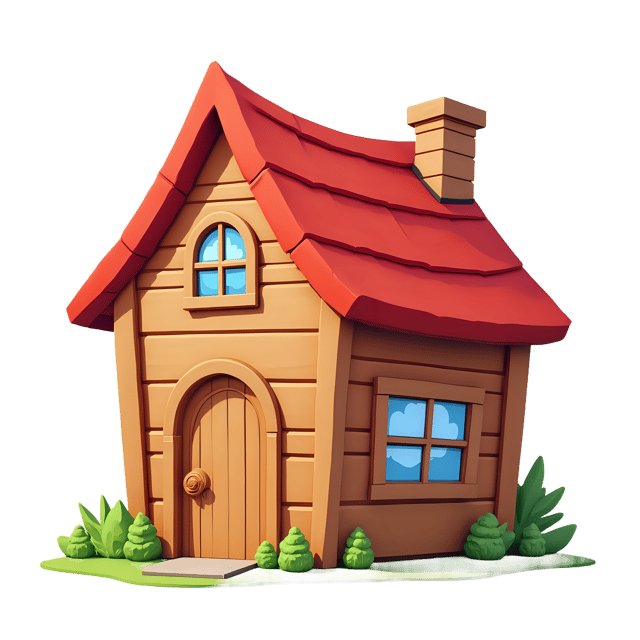 Free transparent PNG: Cozy Wooden House with Red Roof PNG for Nursery and Craft Decor