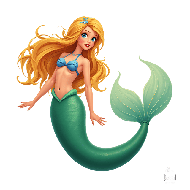 Free transparent PNG: Golden-haired Mermaid with Green Tail Transparent Background PNG