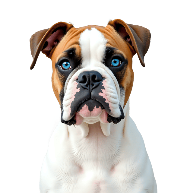 Free transparent PNG: White Boxer Dog PNG with Smooth Coat and Blue Eyes