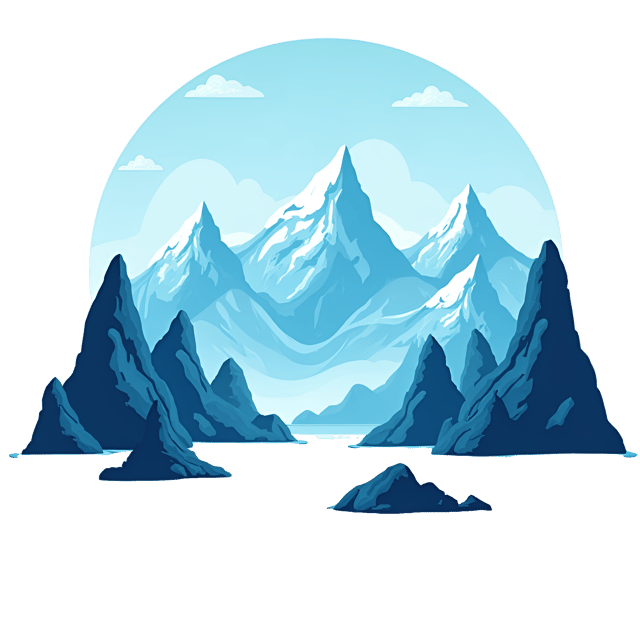 Free transparent PNG: Alien World with Crystal Oceans and Ice Mountains - Beautiful Illustration Clipart on Transparent Background