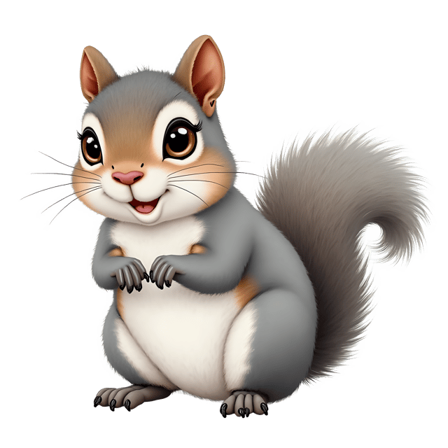 Free transparent PNG: Cute Baby Squirrel PNG with Soft Gray Fur and Bushy Tail