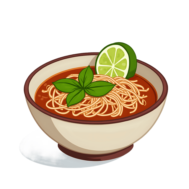 Free transparent PNG: Pho Noodle Soup with Lime Wedge  Southeast Asian Cuisine Clipart, free download png