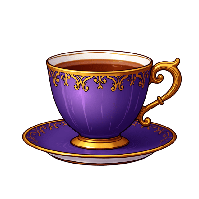 Free transparent PNG: Royal Purple Tea Cup  Elegant Clipart, free golden scroll png download