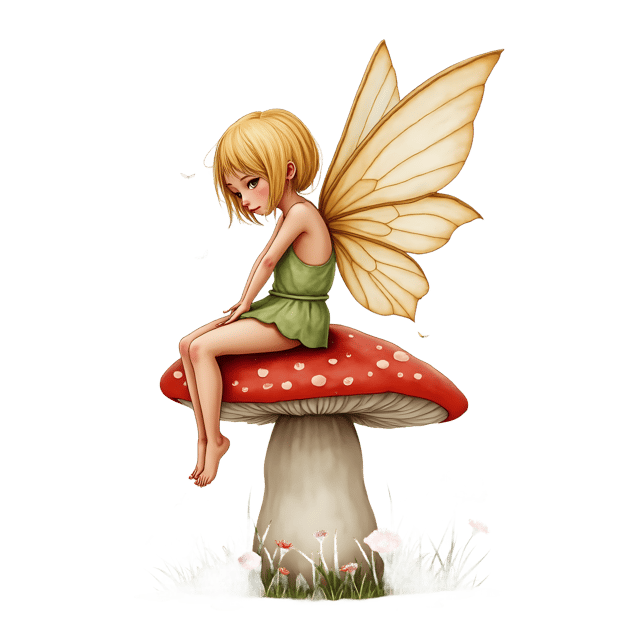 Free transparent PNG: Fairy on Mushroom PNG  Enchanting Forest Scene for Fairy Tales  Decor