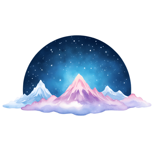 Free transparent PNG: Misty Mountains and Starry Sky PNG with Transparent Background