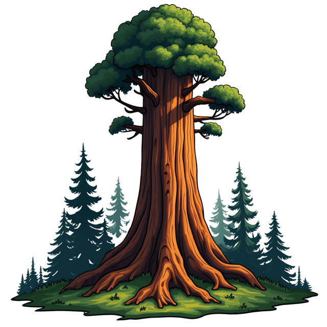 Free transparent PNG: Magnificent Redwood Tree Illustration with Deep Bark Grooves