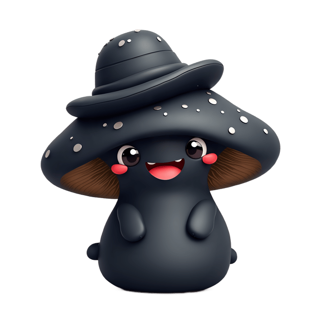 Free transparent PNG: Funny Black Mushroom with Transparent Background PNG