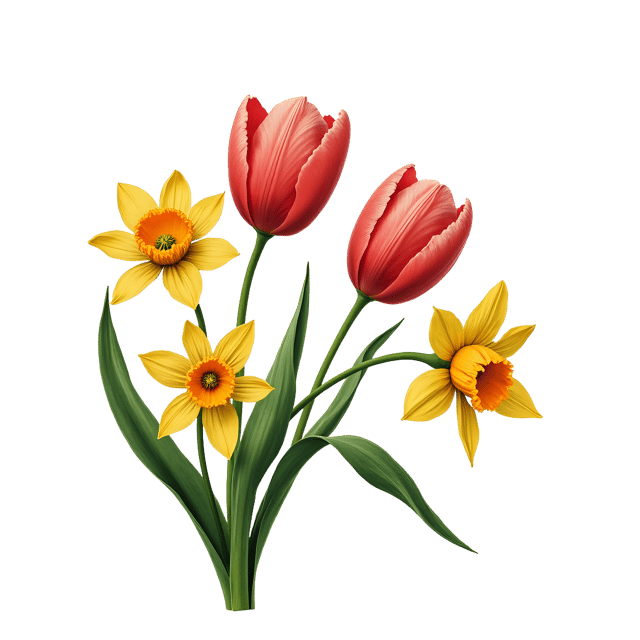 Free transparent PNG: Tulip and Narcissus Flowers PNG Clipart  Perfect for Spring Designs  Decor