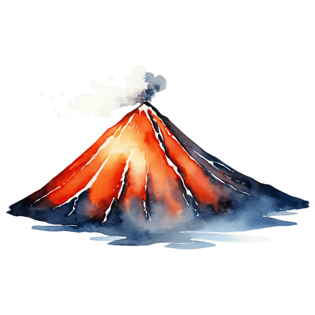 Free transparent PNG: Watercolor Volcano Transparent PNG – Gentle Illustration for Designers & Creators