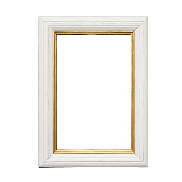 Free transparent PNG: Chic White Frame with Mirrored Glass and Gold Trim Illustration Clipart