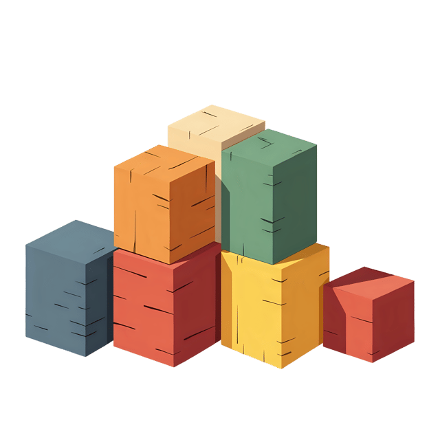 Free transparent PNG: Sturdy Wooden Building Blocks in Primary Colors with Smooth Edges