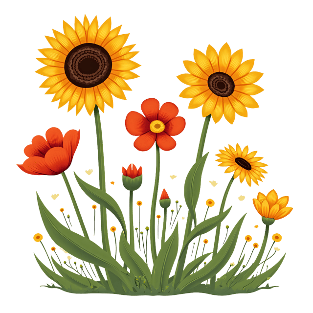 Free transparent PNG: Sunflower, Poppy  Daisy Flower PNG  Perfect for Nature Crafts, Decor  Illustrations
