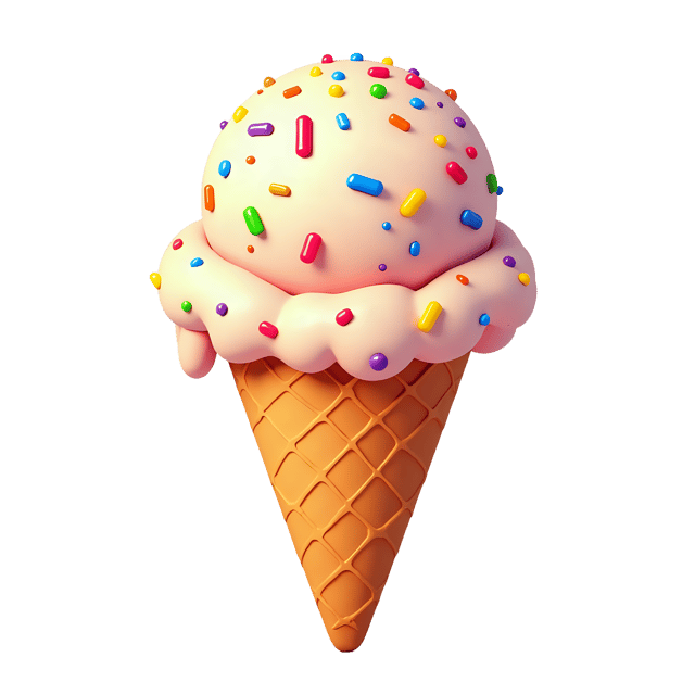 Free transparent PNG: Ice Cream Cone with Rainbow Sprinkles  Dessert Clipart, free downloadable png