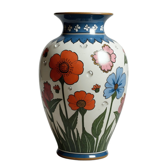Free transparent PNG: Hand-Painted Ceramic Vase with Floral Designs PNG
