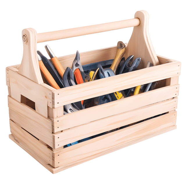 Free transparent PNG: Old Wooden Crate Filled with Tools Transparent PNG Background