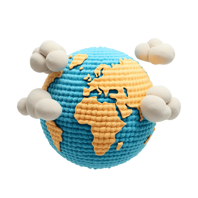 Free transparent PNG: Cuddly Crocheted Planet with Fluffy Clouds PNG Illustration