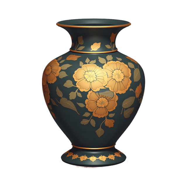 Free transparent PNG: Hand-Painted Antique Vase with Gold Accents PNG Image for Art and Decor