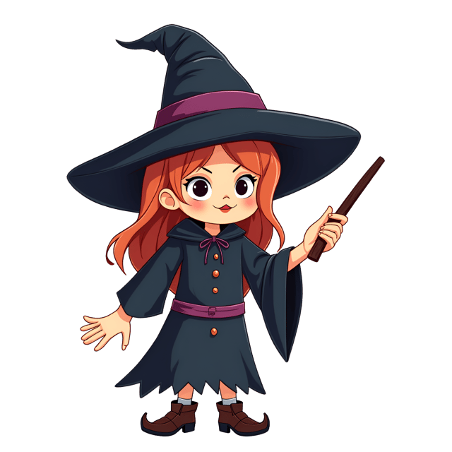 Free transparent PNG: Eerie Witch in Pointy Hat with Magic Wand PNG Clipart for Halloween and Supernatural Themes