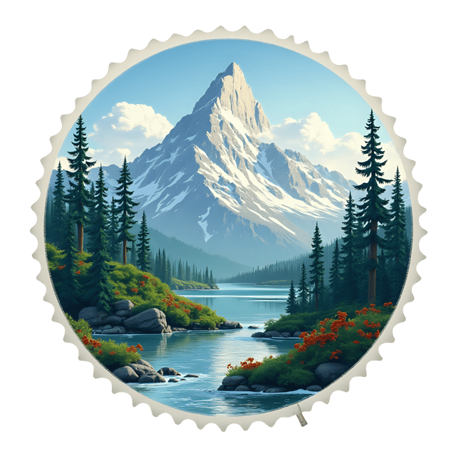 Free transparent PNG: Stamp with Mountain Scene  Nature Clipart, free downloadable png