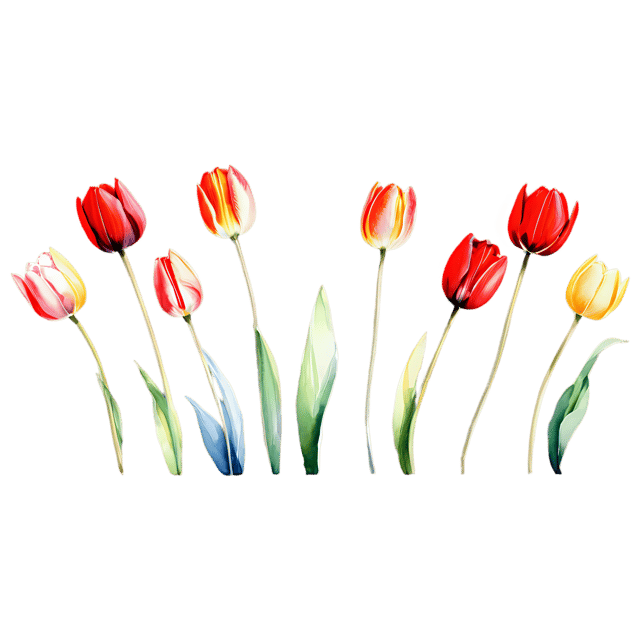 Free transparent PNG: Watercolor Tulip Line Ornament - Transparent PNG Illustration for Floral Designs