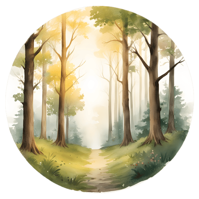 Free transparent PNG: Golden Light Filtering Through a Forest Enclosed Circle PNG