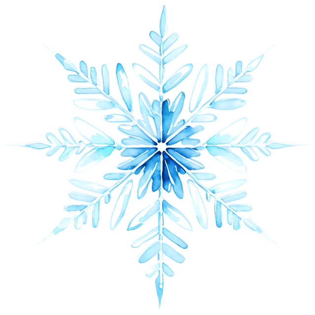 Free transparent PNG: Transparent Icy Snowflake Watercolor Illustration - Gentle Winter Clipart