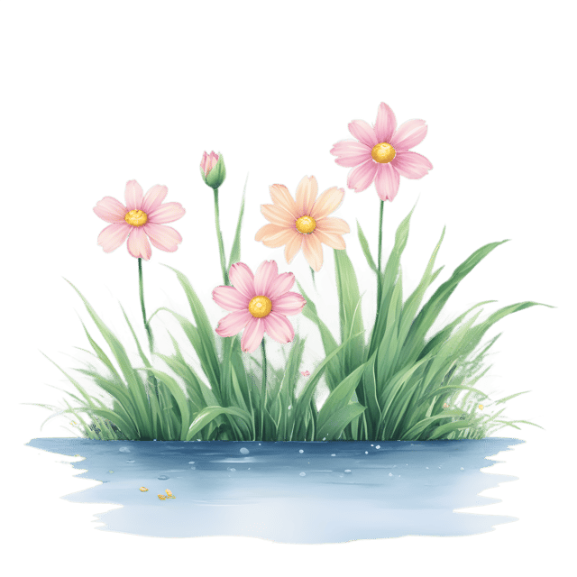 Free transparent PNG: Soft Pastel Flowers Blooming Along a Riverbank PNG Image